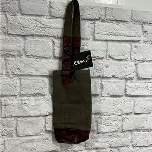 Mona B Wine Bag Holder Leather Canvas Shoulder Strap Tote Humor Gift  up…